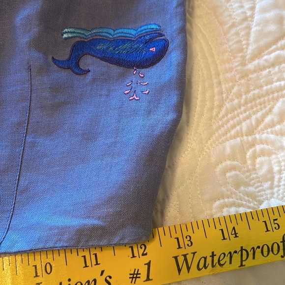 CJ Laing Preppy Mid Rise Blue Crops with Embroidered Wales Size 2 - Picture 5 of 6